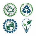 A set of vector logos on the theme of ecology and environmental protection. Royalty Free Stock Photo